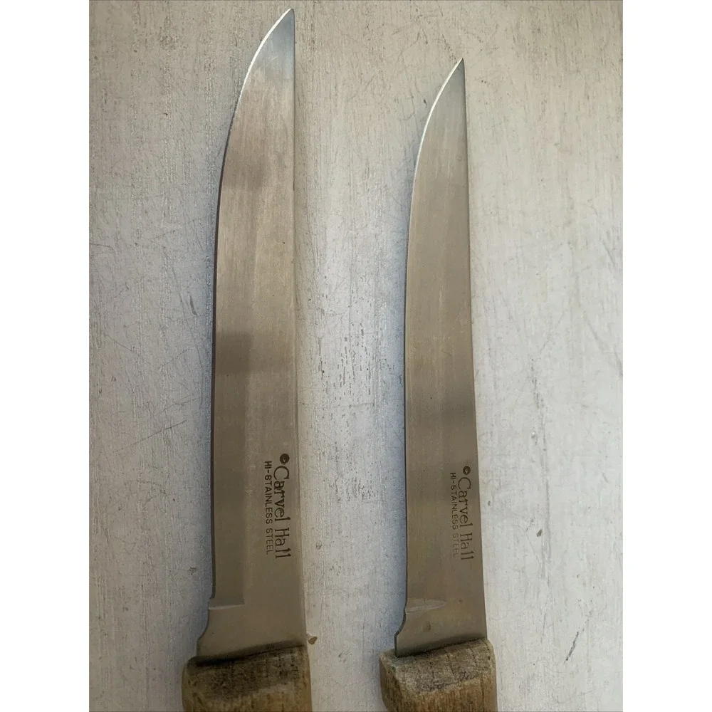 Vintage Carvel Hall Steak‎ Knives Set of 2 Hi-Stainless Steel Japan Wood Handle